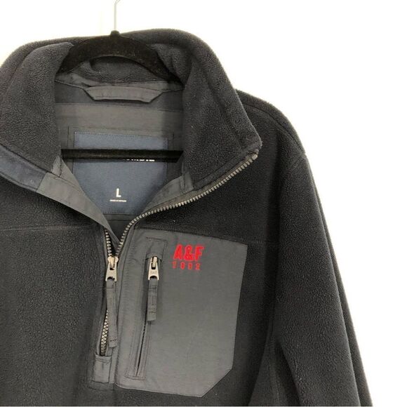 Abercrombie & Fitch Mens Fleece Half Zip‎ Pullover Black Size Large - Picture 2 of 10